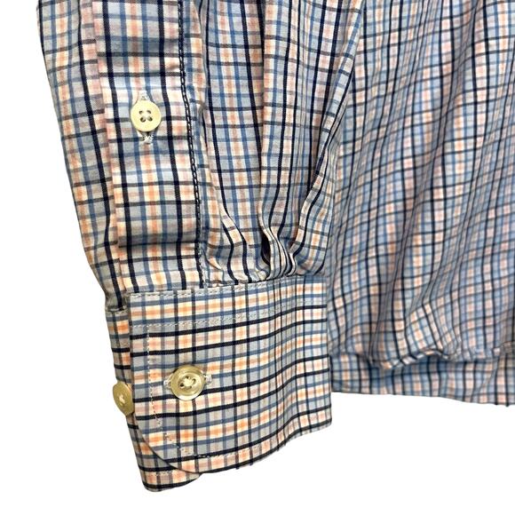 Charleston Threads Plaid Shirt White Blue Mens Medium - Picture 4 of 7